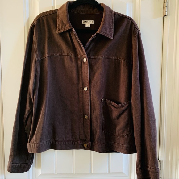 Democracy Chocolate Brown Boxy Oversized Button Up Lightweight Jacket | Large - Picture 1 of 8